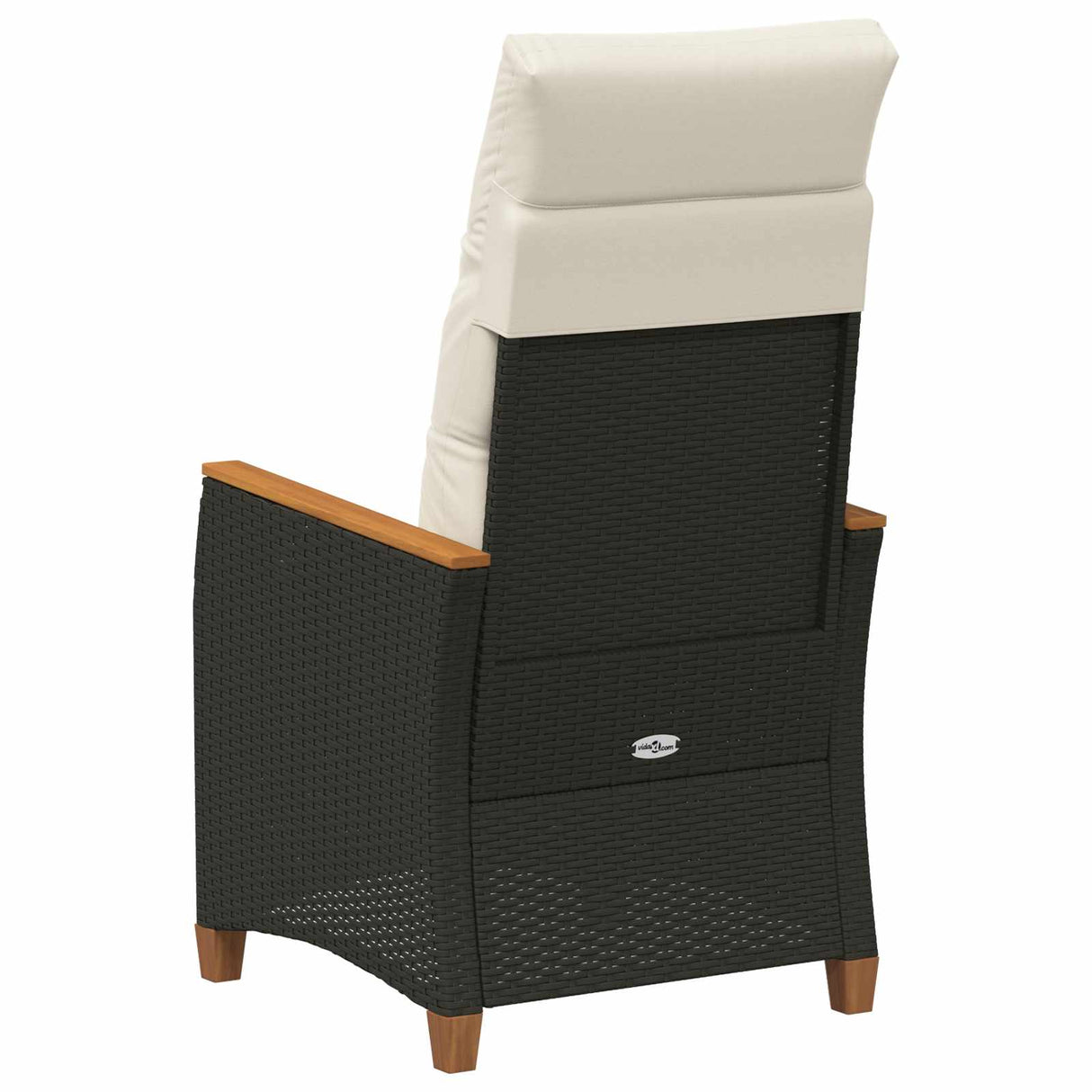 vidaXL Garden Reclining Chair with Cushion Black and Cream 64 x 57.5 x 112 cm