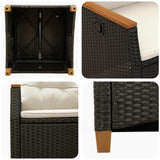 vidaXL Garden Reclining Chair with Cushion Black and Cream 64 x 57.5 x 112 cm