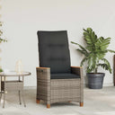 vidaXL Garden Reclining Chair with Cushion Black and Cream 64 x 57.5 x 112 cm