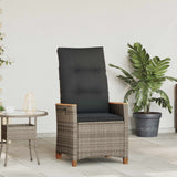 vidaXL Garden Reclining Chair with Cushion Black and Cream 64 x 57.5 x 112 cm