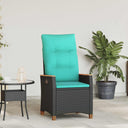 vidaXL Garden Reclining Chair with Cushion Black and Cream 64 x 57.5 x 112 cm