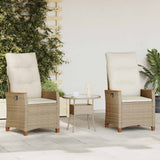 vidaXL Garden Reclining Chair with Cushion Black and Cream 64 x 57.5 x 112 cm