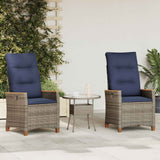 vidaXL Garden Reclining Chair with Cushion Black and Cream 64 x 57.5 x 112 cm