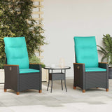vidaXL Garden Reclining Chair with Cushion Black and Cream 64 x 57.5 x 112 cm
