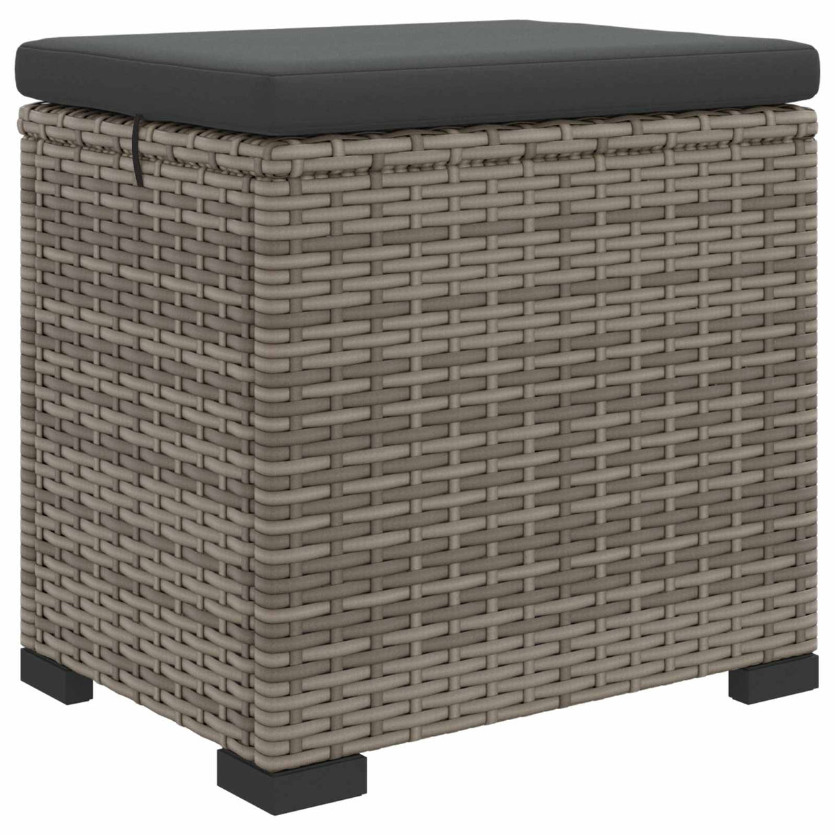 vidaXL Stool with Cushion 40x30x40 cm Poly Rattan Black