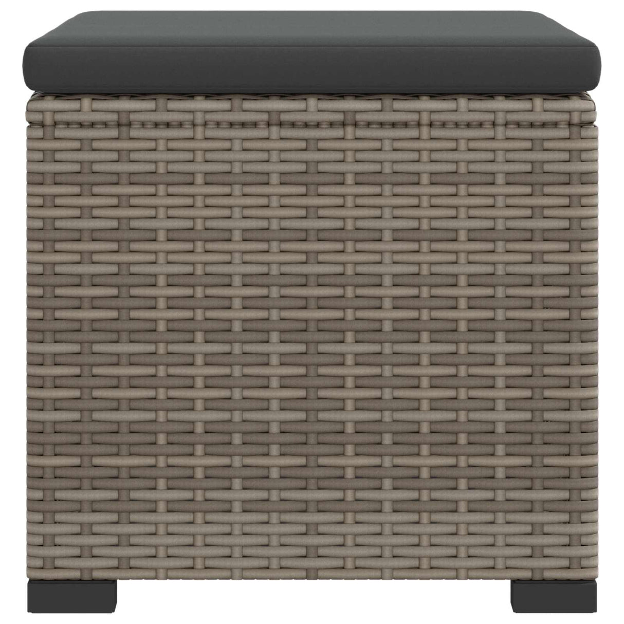 vidaXL Stool with Cushion 40x30x40 cm Poly Rattan Black