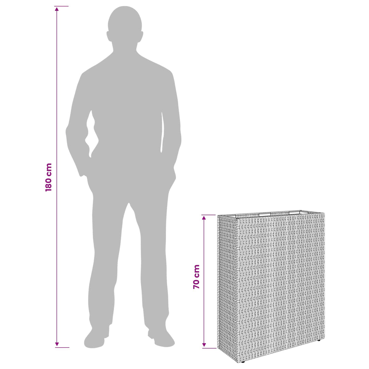 vidaXL Hoge Plantenbak Zwart 55 x 22 x 70 cm poly rattan