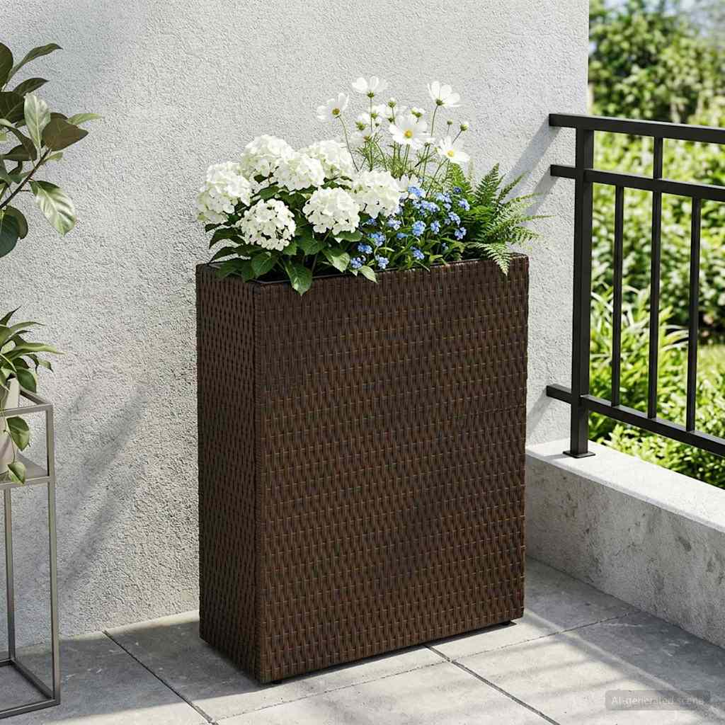 vidaXL Hoge Plantenbak Zwart 55 x 22 x 70 cm poly rattan