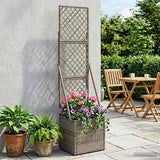 vidaXL Tuinplanter met Trellis Grijs 35 x 30 x 135 cm poly rattan