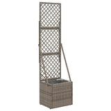vidaXL Tuinplanter met Trellis Grijs 35 x 30 x 135 cm poly rattan