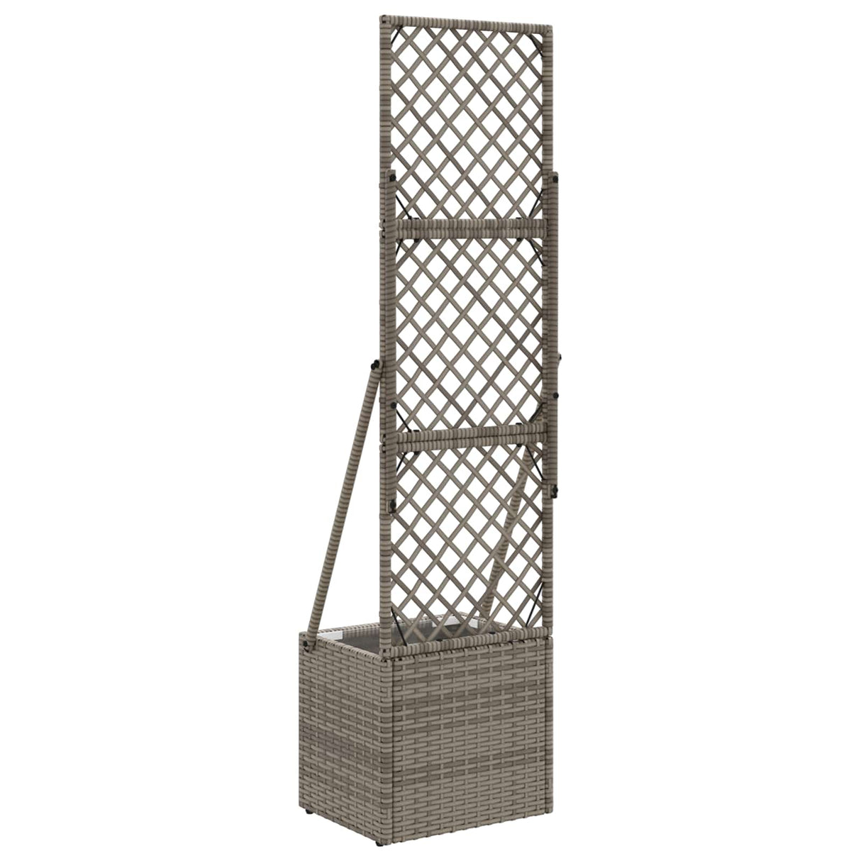vidaXL Tuinplanter met Trellis Grijs 35 x 30 x 135 cm poly rattan