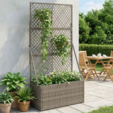 vidaXL Tuinplanter met Trellis Grijs 35 x 30 x 135 cm poly rattan