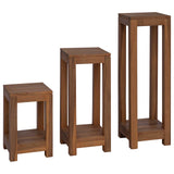 vidaXL Plantenstand 3 st Naturel 25 x 25 x 80 cm Massief Teakhout