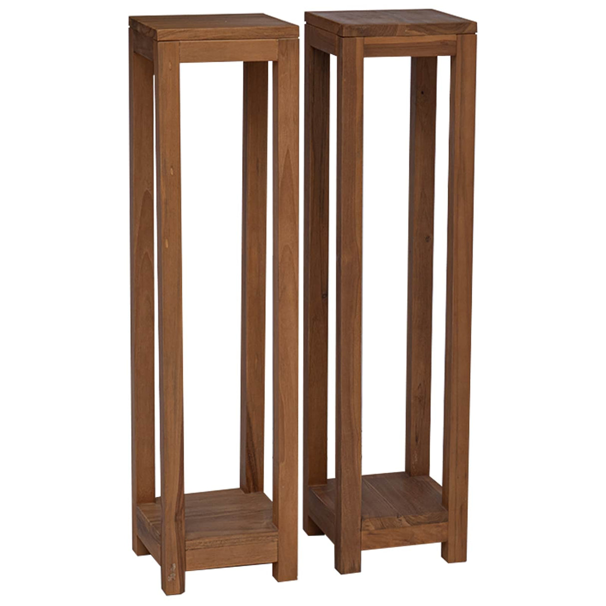 vidaXL Plantenstand 3 st Naturel 25 x 25 x 80 cm Massief Teakhout