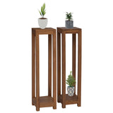vidaXL Plantenstand 3 st Naturel 25 x 25 x 80 cm Massief Teakhout