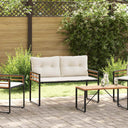 vidaXL Houten Laagbank met kussen Effen Crème 114 x 55 x 77 cm