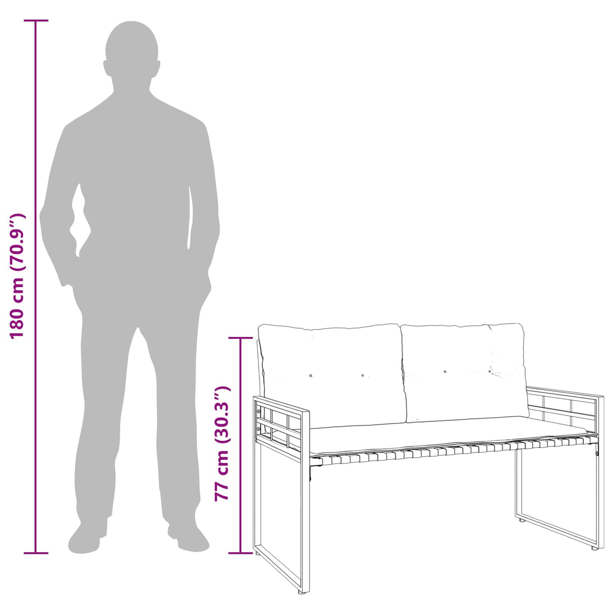 vidaXL Houten Laagbank met kussen Effen Crème 114 x 55 x 77 cm