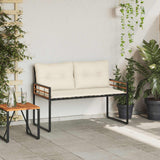 vidaXL Houten Laagbank met kussen Effen Crème 114 x 55 x 77 cm