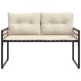 vidaXL Houten Laagbank met kussen Effen Crème 114 x 55 x 77 cm