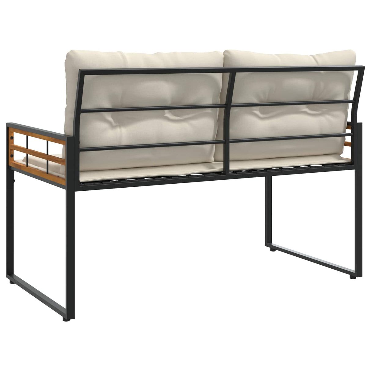 vidaXL Houten Laagbank met kussen Effen Crème 114 x 55 x 77 cm