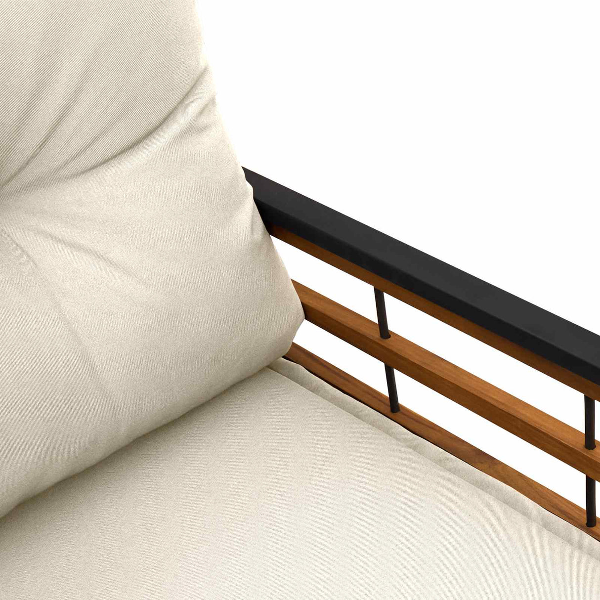 vidaXL Houten Laagbank met kussen Effen Crème 114 x 55 x 77 cm