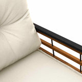 vidaXL Houten Laagbank met kussen Effen Crème 114 x 55 x 77 cm