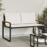 vidaXL Bank met kussen Zwart en Crème Wit 115 x 65 x 72 cm Rattan