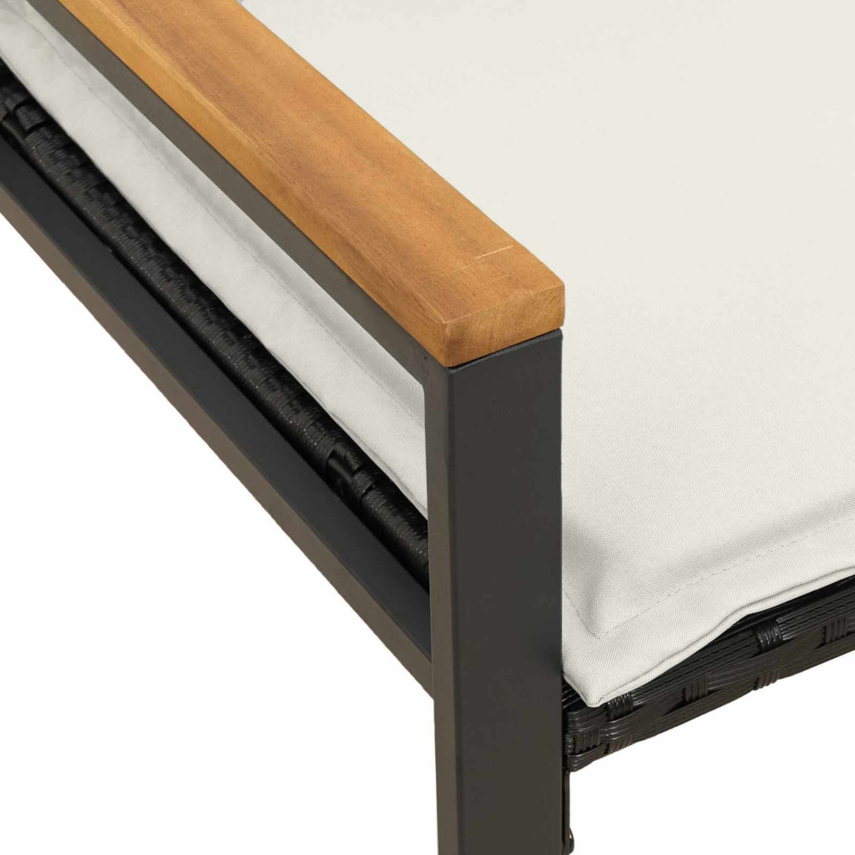 vidaXL Bank met kussen Zwart en Crème Wit 115 x 65 x 72 cm Rattan