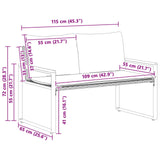 vidaXL Bank met kussen Zwart en Crème Wit 115 x 65 x 72 cm Rattan
