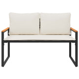 vidaXL Bank met kussen Zwart en Crème Wit 115 x 65 x 72 cm Rattan