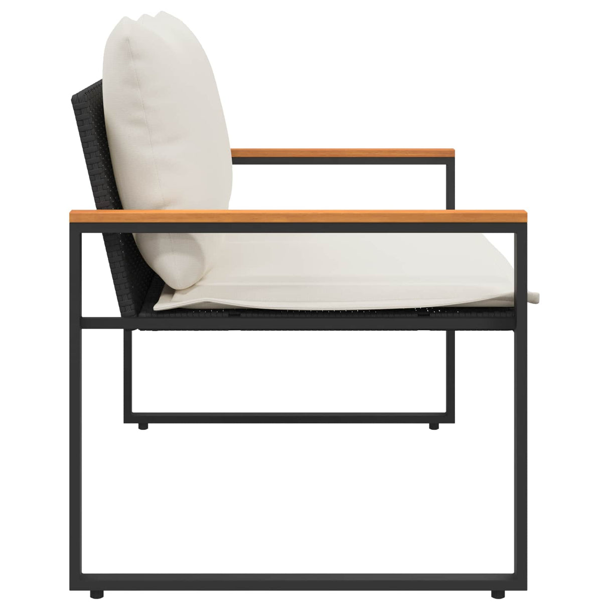 vidaXL Bank met kussen Zwart en Crème Wit 115 x 65 x 72 cm Rattan