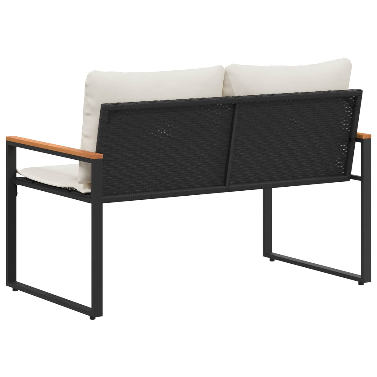 vidaXL Bank met kussen Zwart en Crème Wit 115 x 65 x 72 cm Rattan