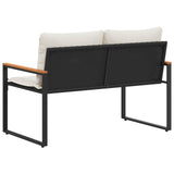 vidaXL Bank met kussen Zwart en Crème Wit 115 x 65 x 72 cm Rattan