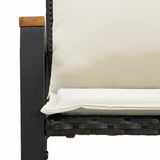 vidaXL Bank met kussen Zwart en Crème Wit 115 x 65 x 72 cm Rattan