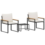 vidaXL Meubelsets met kussen 3 pcs Zwart en Crème Wit Rattan