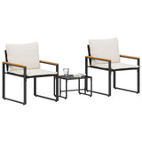 vidaXL Meubelsets met kussen 3 pcs Zwart en Crème Wit Rattan