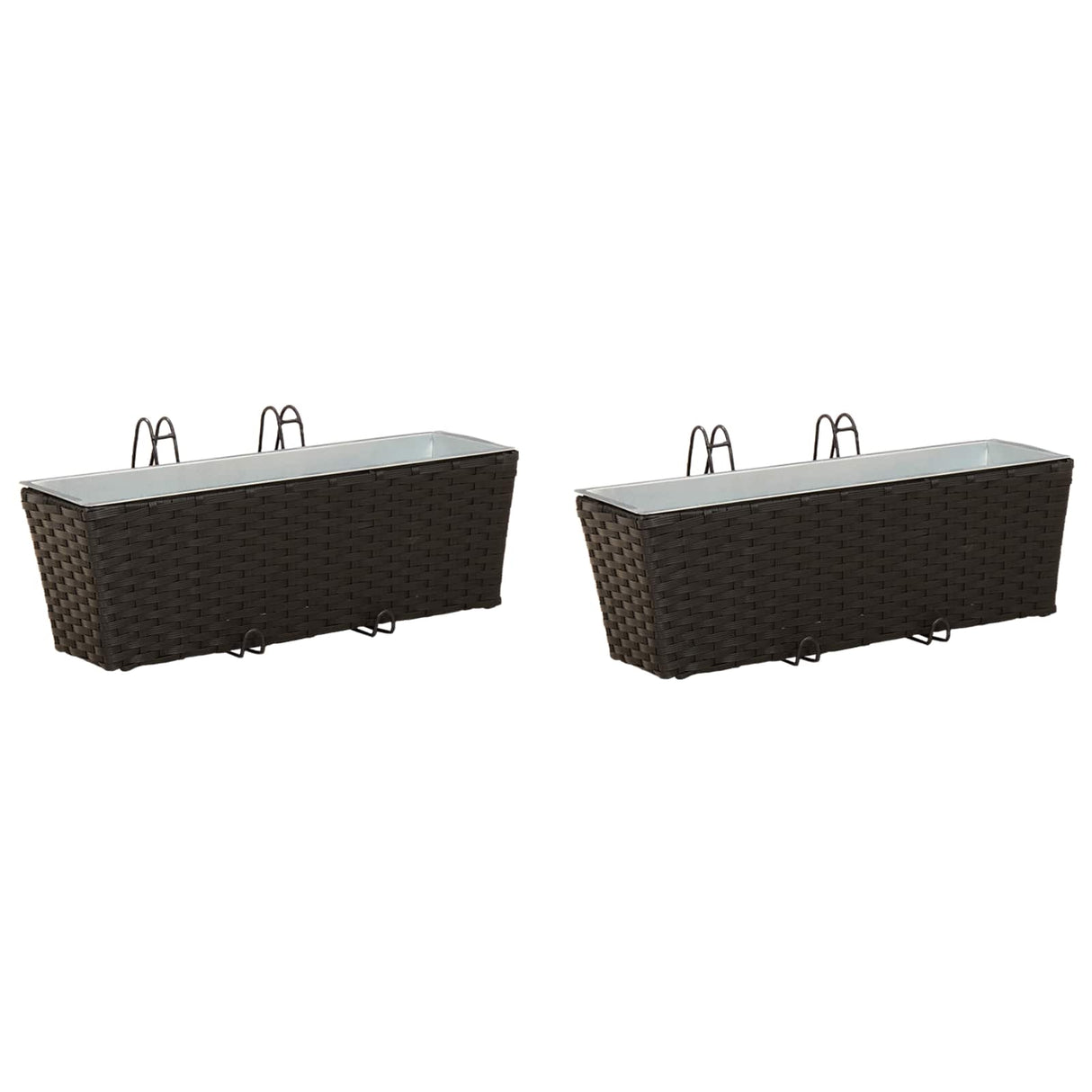 vidaXL Balcony Box 2 pcs Black 50 x 17 x 17 cm Metal