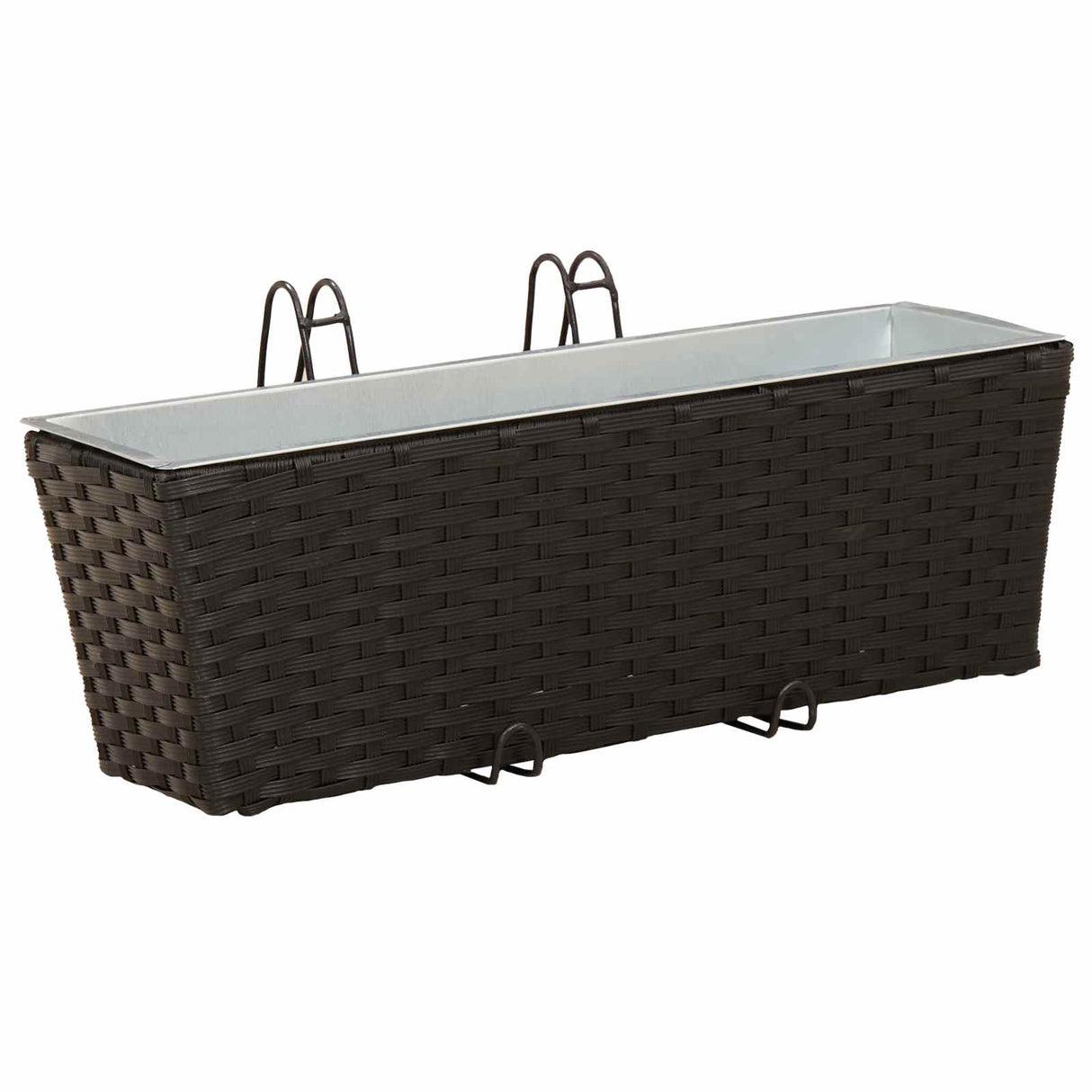 vidaXL Balcony Box 2 pcs Black 50 x 17 x 17 cm Metal