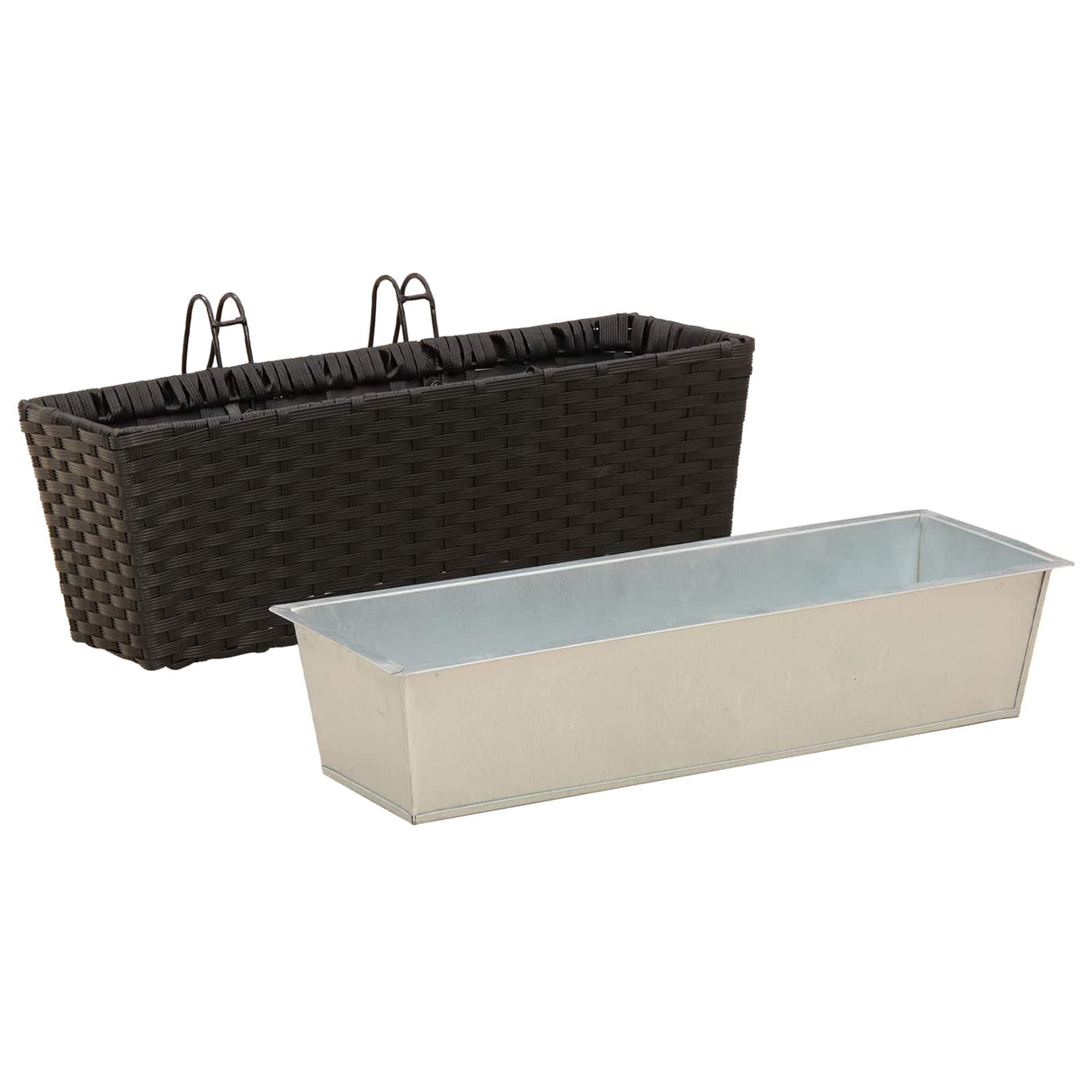 vidaXL Balcony Box 2 pcs Black 50 x 17 x 17 cm Metal
