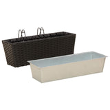 vidaXL Balcony Box 2 pcs Black 50 x 17 x 17 cm Metal