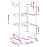 vidaXL Keukentrolley MONZA 48x40x88,5 cm massief grenenhout