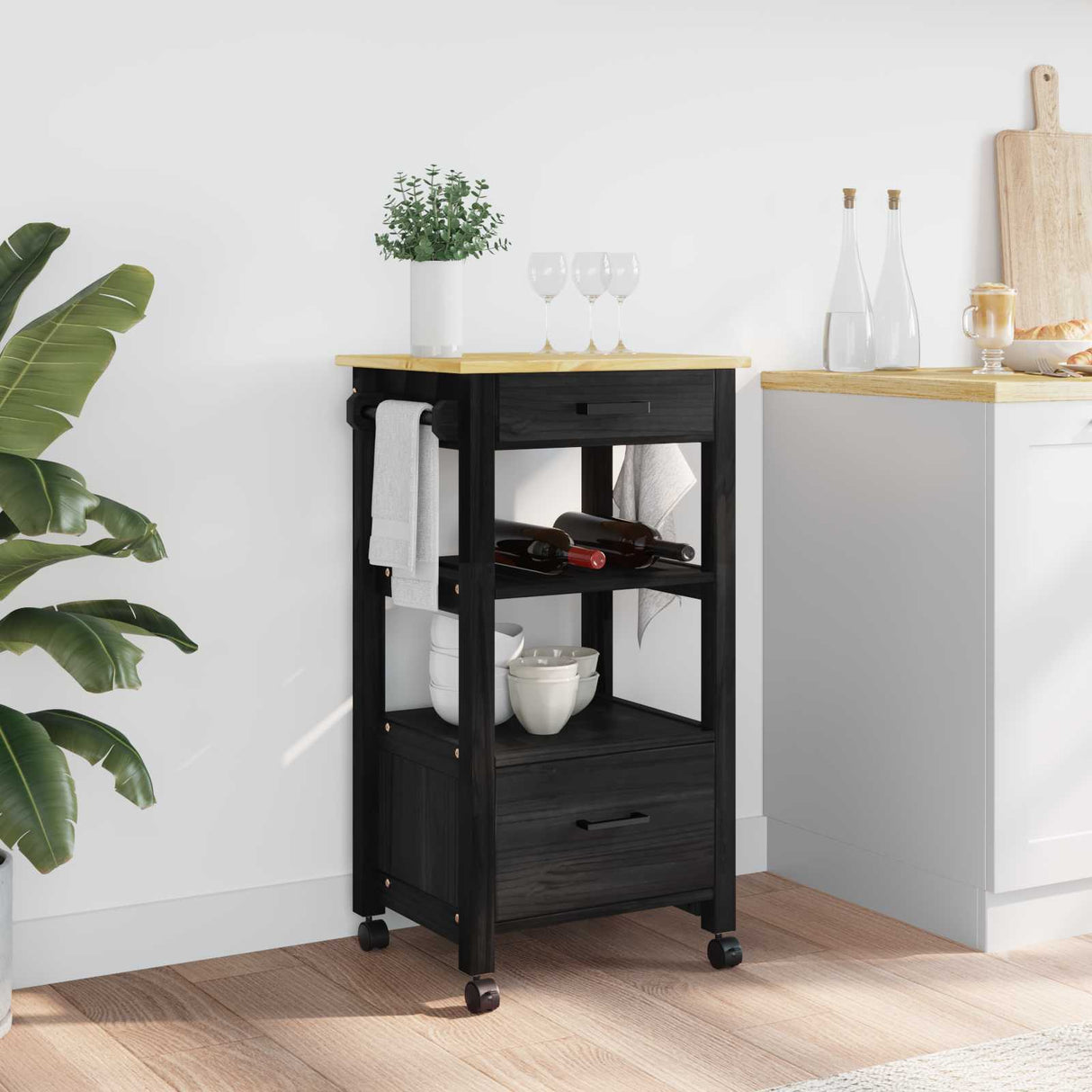 vidaXL Kitchen Trolley MONZA 48x40x88.5 cm Solid Pine Wood