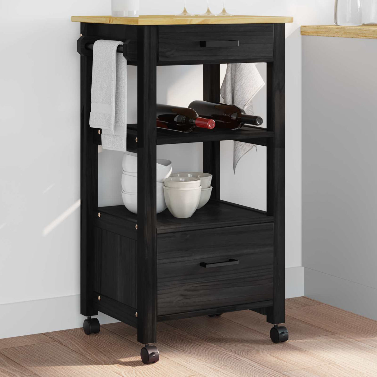 vidaXL Kitchen Trolley MONZA 48x40x88.5 cm Solid Pine Wood