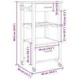 vidaXL Kitchen Trolley MONZA 48x40x88.5 cm Solid Pine Wood