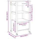 vidaXL Keukentrolley MONZA 48x40x88,5 cm massief grenenhout