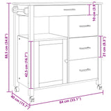 vidaXL Keukentrolley MONZA 84x40x88,5 cm massief grenenhout