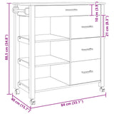 vidaXL Kitchen Trolley MONZA 84x40x88.5 cm Solid Pine Wood