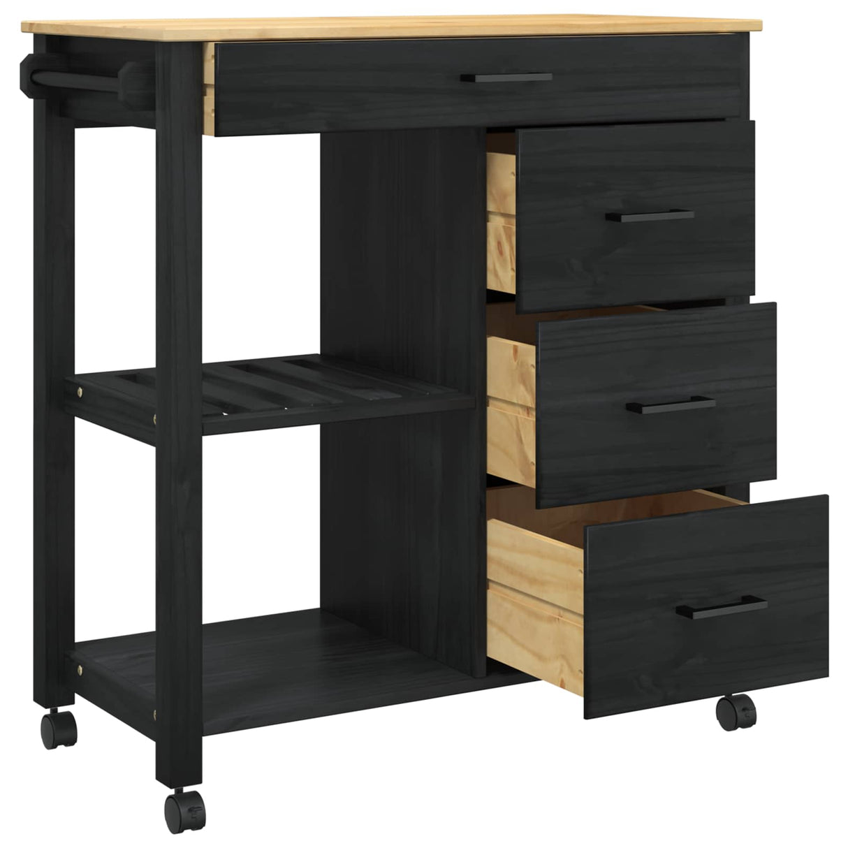 vidaXL Keukentrolley MONZA 84x40x88,5 cm massief grenenhout