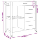 vidaXL Keukentrolley MONZA 84x40x88,5 cm massief grenenhout