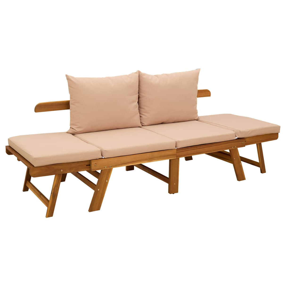 vidaXL 3-in-1 Tuinbank met Kussens Massief Acacia Hout Naturel